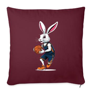 Joueur de basket-ball lapin de Pâques drôle streetwear - Housse de coussin décorative 45 x 45 cm - bordeaux - Devant