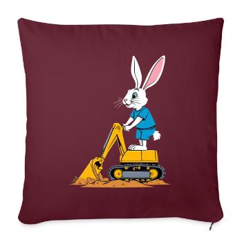 Lapin de Pâques Excavatrice Conducteur Drôle Oeufs De Pâques Creuser - Housse de coussin décorative 45 x 45 cm - bordeaux - Devant