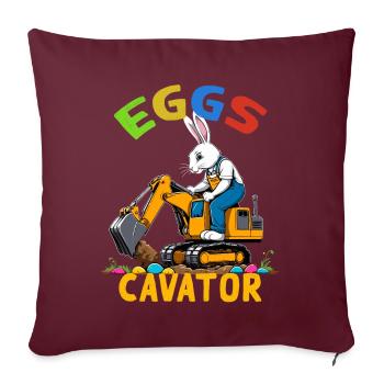 Drôle Pâques Dire Pâques Lapin Excavatrice Conducteur - Housse de coussin décorative 45 x 45 cm - bordeaux - Devant