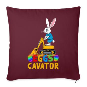 Drôle Pâques Dire Pâques Lapin Excavatrice Conducteur - Housse de coussin décorative 45 x 45 cm - bordeaux - Devant