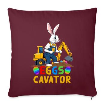 Drôle Pâques Dire Pâques Lapin Excavatrice Conducteur - Housse de coussin décorative 45 x 45 cm - bordeaux - Devant