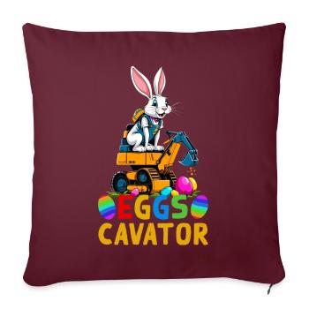 Drôle Pâques Dire Pâques Lapin Excavatrice Conducteur - Housse de coussin décorative 45 x 45 cm - bordeaux - Devant