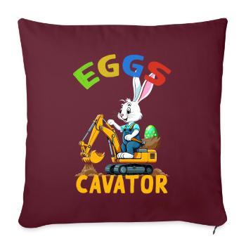 Drôle Pâques Dire Pâques Lapin Excavatrice Conducteur - Housse de coussin décorative 45 x 45 cm - bordeaux - Devant
