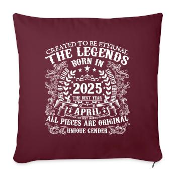 Avril 2025 anniversaire 2025 Avril année - Housse de coussin décorative 45 x 45 cm - bordeaux - Devant