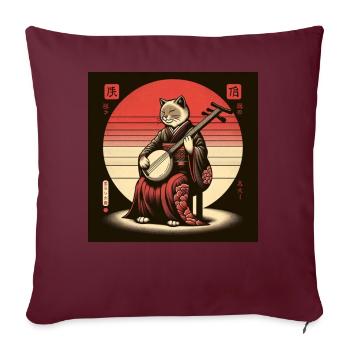 Coucher de soleil musicien Papyrus rouleau japonais - Housse de coussin décorative 45 x 45 cm - bordeaux - Devant