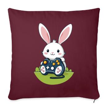 Lapin de Pâques Gamer et Design de streetwear de jeu - Housse de coussin décorative 45 x 45 cm - bordeaux - Devant