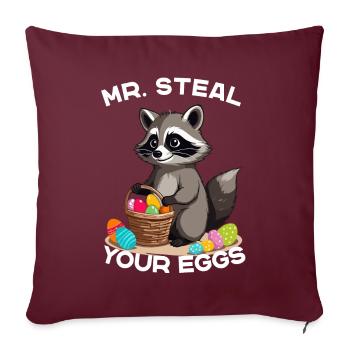 Drôle de voleur d’œufs de raton laveur dicton de Pâques - Housse de coussin décorative 45 x 45 cm - bordeaux - Devant
