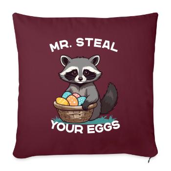 Drôle de voleur d’œufs de raton laveur dicton de Pâques - Housse de coussin décorative 45 x 45 cm - bordeaux - Devant