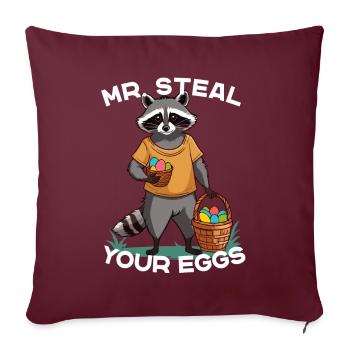 Drôle de raton laveur oeufs voleur mignon design - Housse de coussin décorative 45 x 45 cm - bordeaux - Devant