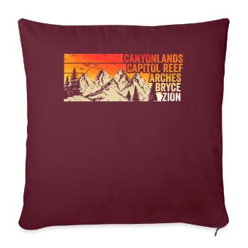 Explorez les montagnes des parcs nationaux de l’Utah - Housse de coussin décorative 45 x 45 cm - bordeaux - Devant