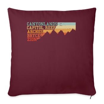 Explorez les montagnes des parcs nationaux de l’Utah - Housse de coussin décorative 45 x 45 cm - bordeaux - Devant
