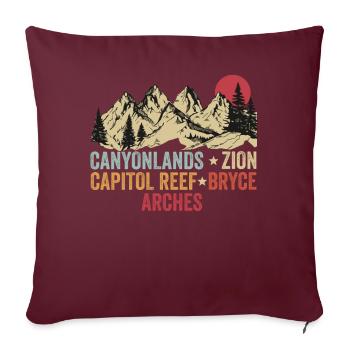 Explorez les montagnes des parcs nationaux de l’Utah - Housse de coussin décorative 45 x 45 cm - bordeaux - Devant