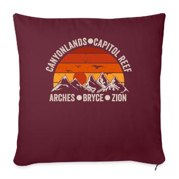 Explorez les montagnes des parcs nationaux de l’Utah - Housse de coussin décorative 45 x 45 cm - bordeaux - Devant