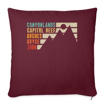 Explorez les montagnes des parcs nationaux de l’Utah - Housse de coussin décorative 45 x 45 cm - bordeaux - Devant