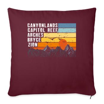 Explorez les montagnes des parcs nationaux de l’Utah - Housse de coussin décorative 45 x 45 cm - bordeaux - Devant
