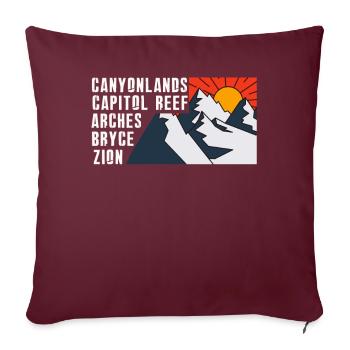 Explorez les montagnes des parcs nationaux de l’Utah - Housse de coussin décorative 45 x 45 cm - bordeaux - Devant