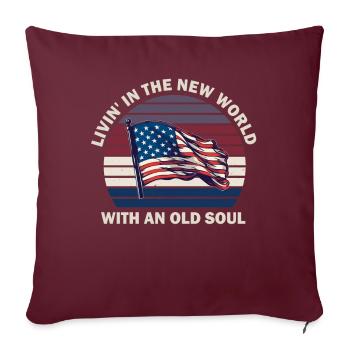 Livin dans le Nouveau Monde Vieille Âme - Housse de coussin décorative 45 x 45 cm - bordeaux - Devant