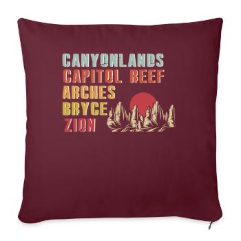 Explorez les montagnes des parcs nationaux de l’Utah - Housse de coussin décorative 45 x 45 cm - bordeaux - Devant