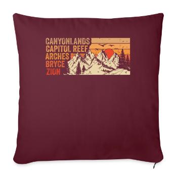 Explorez les montagnes des parcs nationaux de l’Utah - Housse de coussin décorative 45 x 45 cm - bordeaux - Devant