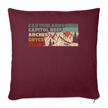 Explorez les montagnes des parcs nationaux de l’Utah - Housse de coussin décorative 45 x 45 cm - bordeaux - Devant