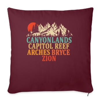 Explorez les montagnes des parcs nationaux de l’Utah - Housse de coussin décorative 45 x 45 cm - bordeaux - Devant