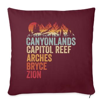 Explorez les montagnes des parcs nationaux de l’Utah - Housse de coussin décorative 45 x 45 cm - bordeaux - Devant