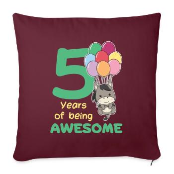 Âne pour les enfants de 5 ans de cinq ans - Housse de coussin décorative 45 x 45 cm - bordeaux - Devant