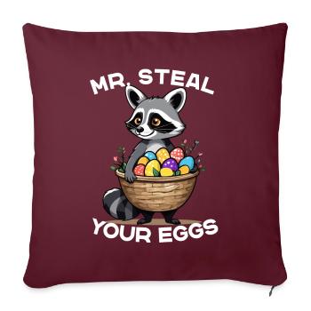 Drôle de raton laveur œufs de Pâques voleur Design - Housse de coussin décorative 45 x 45 cm - bordeaux - Devant