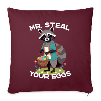 Drôle raton laveur oeufs de Pâques voleur Design - Housse de coussin décorative 45 x 45 cm - bordeaux - Devant