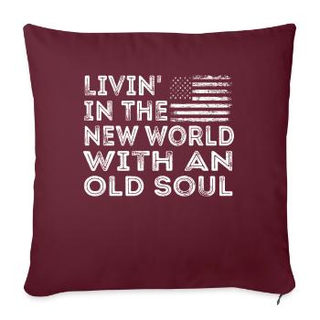 Livin dans le Nouveau Monde Vieille Âme - Housse de coussin décorative 45 x 45 cm - bordeaux - Devant