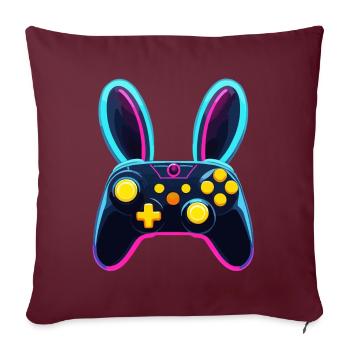 Lapin de Pâques Gamer & Gaming Streetwear Iconique - Housse de coussin décorative 45 x 45 cm - bordeaux - Devant