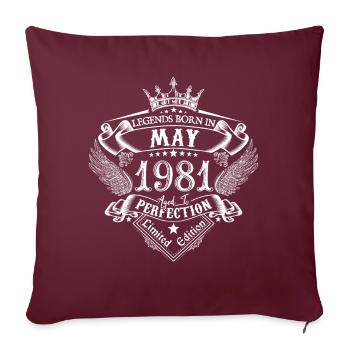 Mai 1981 anniversaire Mai 1981 Mai cadeau - Housse de coussin décorative 45 x 45 cm - bordeaux - Devant