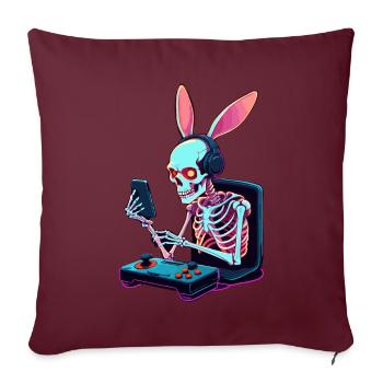 Lapin de Pâques Gamer et Design de streetwear de jeu - Housse de coussin décorative 45 x 45 cm - bordeaux - Devant