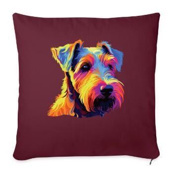 Aquarelle colorée Welsh Terrier - Housse de coussin décorative 45 x 45 cm - bordeaux - Devant