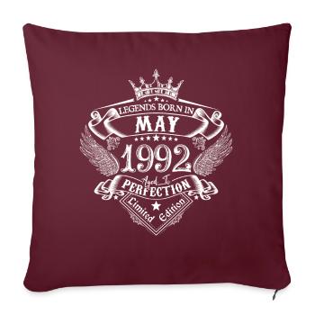 Mai 1992 anniversaire Mai 1992 Mai cadeau - Housse de coussin décorative 45 x 45 cm - bordeaux - Devant