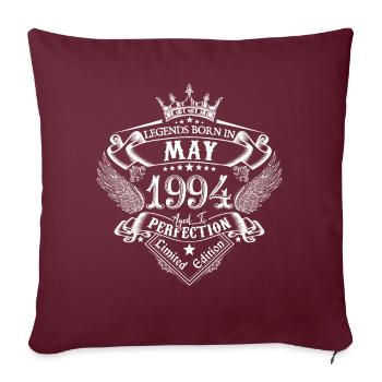 Mai 1994 anniversaire Mai 1994 Mai cadeau - Housse de coussin décorative 45 x 45 cm - bordeaux - Devant
