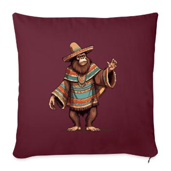 Sasquatch Bigfoot mexicain avec sombrero - Housse de coussin décorative 45 x 45 cm - bordeaux - Devant