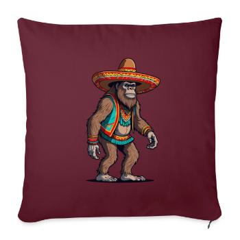 Sasquatch Bigfoot mexicain avec sombrero - Housse de coussin décorative 45 x 45 cm - bordeaux - Devant
