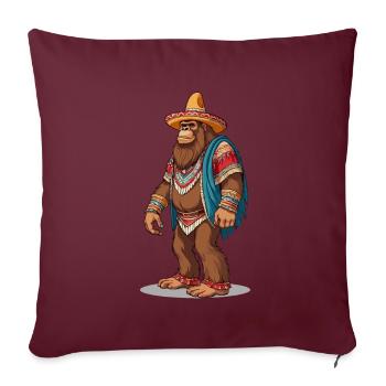 Sasquatch Bigfoot mexicain avec sombrero - Housse de coussin décorative 45 x 45 cm - bordeaux - Devant