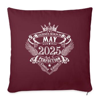 Mai 2025 anniversaire Mai 2025 Mai cadeau - Housse de coussin décorative 45 x 45 cm - bordeaux - Devant