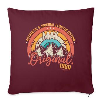 Mai 1960 Mai anniversaire 1960 Mai Originale - Housse de coussin décorative 45 x 45 cm - bordeaux - Devant