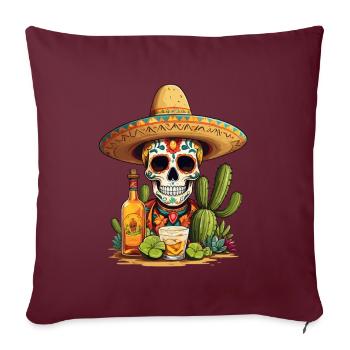 Sugar Skull Tequila Cinco De Mayo Mexique Célébration - Housse de coussin décorative 45 x 45 cm - bordeaux - Devant