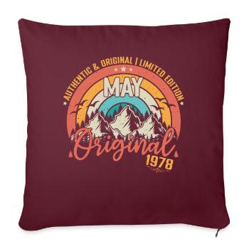 Mai 1978 Mai anniversaire 1978 Mai Originale - Housse de coussin décorative 45 x 45 cm - bordeaux - Devant