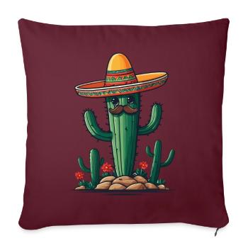 Cactus Fiesta Cactus avec Sombrero Funny Design - Housse de coussin décorative 45 x 45 cm - bordeaux - Devant