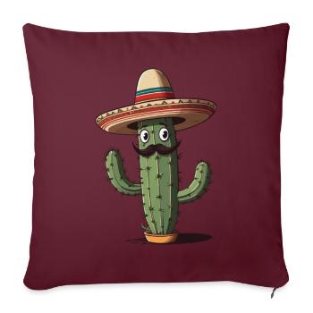 Cactus Fiesta Cactus avec Sombrero Funny Design - Housse de coussin décorative 45 x 45 cm - bordeaux - Devant
