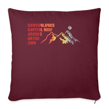 Explorez les montagnes des parcs nationaux de l’Utah - Housse de coussin décorative 45 x 45 cm - bordeaux - Devant