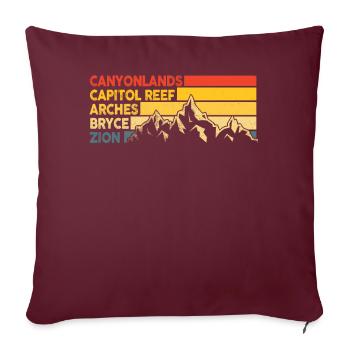 Explorez les montagnes des parcs nationaux de l’Utah - Housse de coussin décorative 45 x 45 cm - bordeaux - Devant