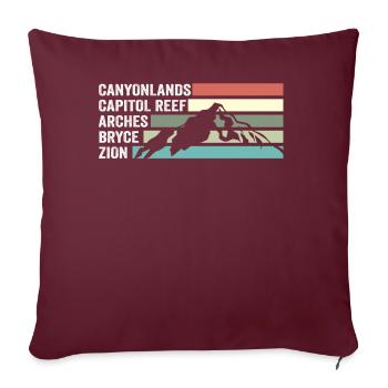 Explorez les montagnes des parcs nationaux de l'Utah - Housse de coussin décorative 45 x 45 cm - bordeaux - Devant