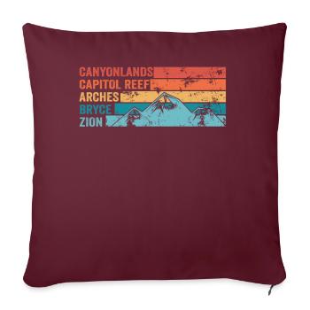 Explorez les montagnes des parcs nationaux de l’Utah - Housse de coussin décorative 45 x 45 cm - bordeaux - Devant