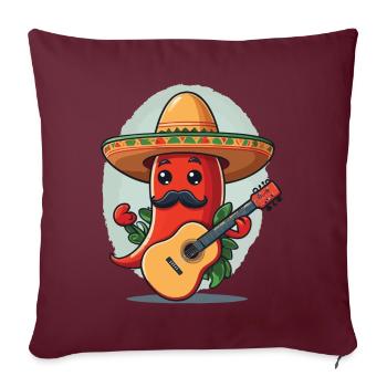 Chili Mariachi Guitariste Mexique Guitare Musique - Housse de coussin décorative 45 x 45 cm - bordeaux - Devant